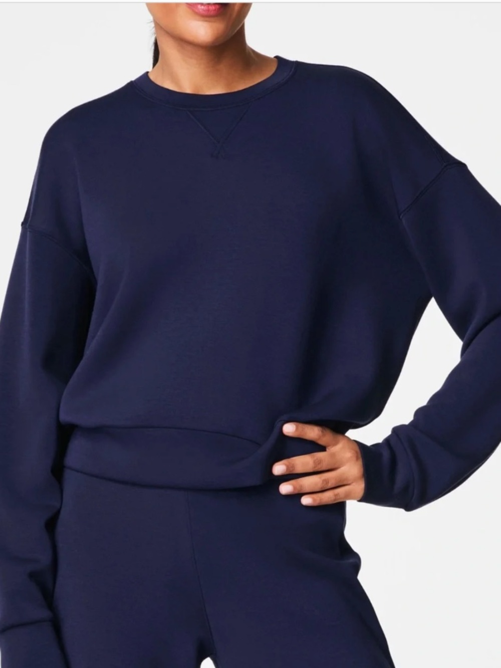 SPANX Airessentials Crewneck Pullover Sweatshirt in Very Black - Size Small - Picture 2 of 6